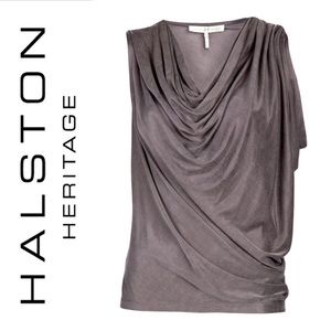 HALSTON HERITAGE Draped Assymetrical Cowl Neck Top